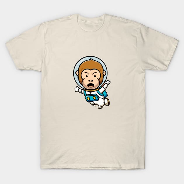 Cute Monkey Space Explorer T-Shirt by Cubbone